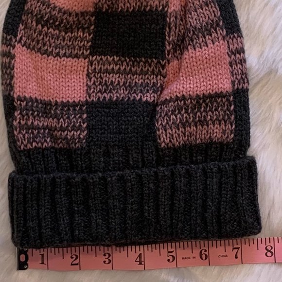 Pink Gray Buffalo Check Plaid Pom - Picture 6 of 6